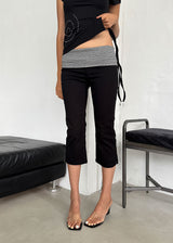 STRIPE FOLDING CAPRI PANTS