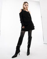 Y2K check pattern see-through black stockings (Black)