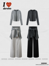 Stripe cardigan wrap banding casual pants