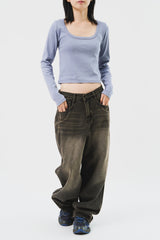 Pasrty Brown Washed Denim
