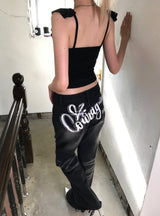 バックレタリングワイドパンツ