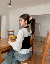 #BYレイヤードビスチェ＆シャツ+ストラップセット (2color)