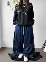 Girlish Mesh Track Bermuda Piping Pants 3color