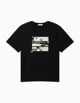 DELAY OFF キャットグラフィックTシャツ (ブラック)