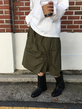 Smoke applique midi skirt (3color)