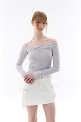  UNBALANCE CAGO SKIRT PANTS / WHITE