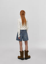 [B-DENIM] WASHING SHORTS 012 - BLUE