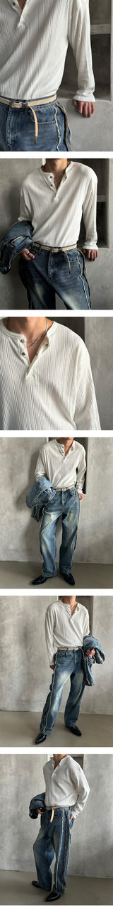 [F/W] Golgi button henry neck long sleeves (4color)