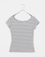 Anzo Stripe Off-Shoulder Short-Sleeved T-Shirt