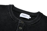 Pigment Washed Henley Neck Knit (BLACK)