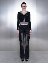 RIEN HEART PATCH LAYERED CARDIGAN