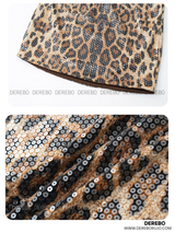 sequined ヒョウ柄ミニスカート
