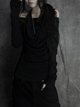 soft drape halter long sleeve T (2color)