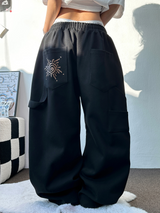 SUNNY SIDE UP☀CARPENTER TWO PINTUCK PARACHUTE BALLOON SWEAT PANTS 🖤🤍🩶3COLOR