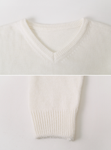 Basic V-neck Loose Knit + Tie Set (5color)