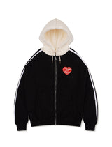 UNISEX フェイクファー フード付き ジップアップ ブラック (FCE4ZP657M)