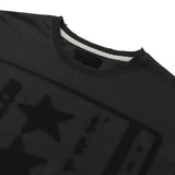 サウンドウェーブアートワークダメージウォッシングTシャツ (チャコール)