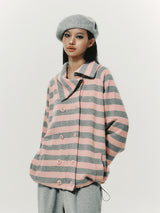 STRIPE COLLAR JACKET PINK