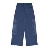 Stud Needle Work Sweat Pants - Blue