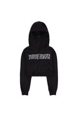 クロップロゴフードジップアップ (BLACK)