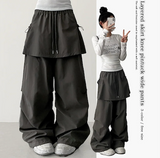 Log banding layered pocket skirt pants