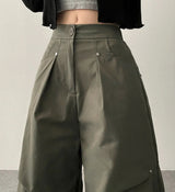 Lec Pintuck Metal Stud Parasuit Pants
