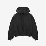 Oversized Full Zip Hoodie - Washed Black