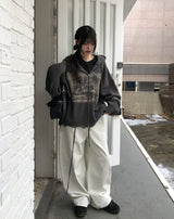 Atonic Lettering Hood Zip-Up Knit