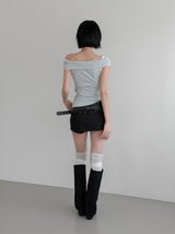 Studded Cotton Low Skirt Pants