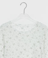Zaina Tencel U-Neck See-through Flower Layered Long Sleeve Tee