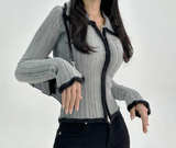 COLOR-BLOCK GRADATION 2-WAY KNIT ZIP-UP - 2 COLOR