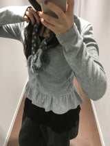 Teal Peach Frill Cardigan (5 Colors)