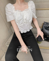 【MADE】Shoulder puff ruffle blouse