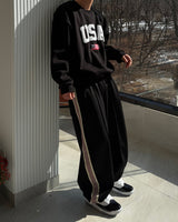 NOCELCOZY Applique USA Oversized Fit Sweatshirt 2 colors