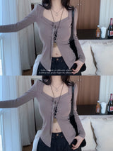 Holy Square Ribbon Corset Long Sleeve T-shirt