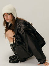 RIBBON BOMBER JACKET / BLACK