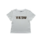 W レオパードアップリケTシャツ (ホワイト)