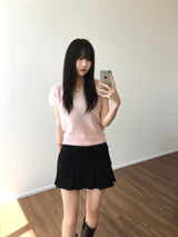 V-neck short-sleeved knitwear (3 colors)