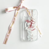 【MADE】romantic pink lace ribbon MagSafe gelhard phonecase