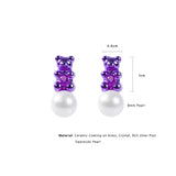 Petit Bear Pearl Earrings_Purple