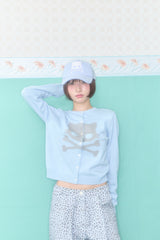 KIRI SKULL KNIT CARDIGAN (BLUE)