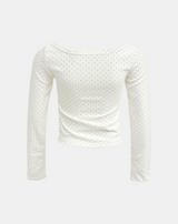 Dot Velvet Rib Neck T-Shirt