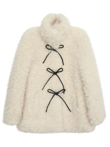 Ivory Poodle Fur Ribbon Half Coat
