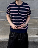 Diron Striped Henley Knit
