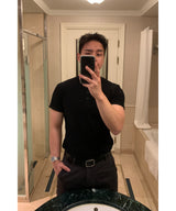 [1+1] Ribbed Muscle Henley Neck