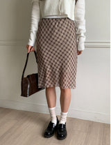 softie checkered midi skirt