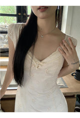 Ivory Punching Layered Long Dress