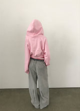 [FLEECE]クリスタルドットクロップドフードジップアップ
