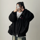 Moco Number Patch Embroidery Overfit Two Way Hooded Zip-Up