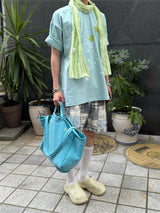 ヘビーコットン ソウル グラフィック Tシャツ (Tenta Tumble & Bio Washed)2サイズ - ヴィンテージブルー